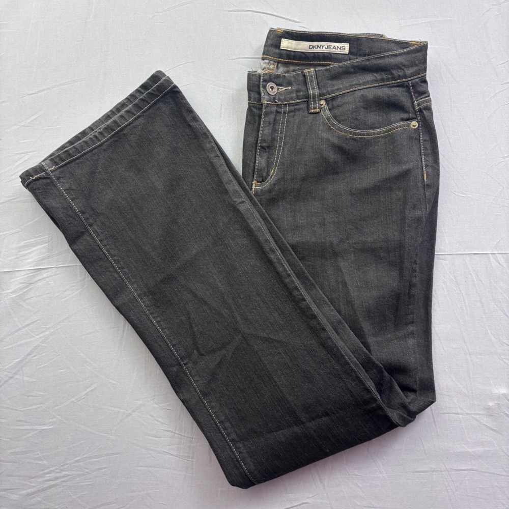 DKNY Jeans Womens 10R Dark Wash Black Bootcut Denim Pants Stretch RN 52002